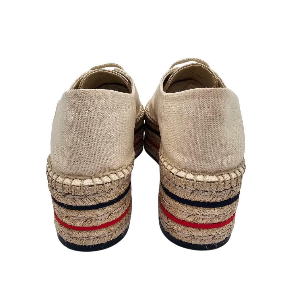 Gucci Lilibeth Platform Espadrille Sneaker White Canvas GG Stripe Size 41 US 11 - Picture 4 of 11